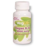 Veggie B-12 1000mcg w/ Folic Acid 400 mcg VegLife 50 Sublingual Lozenge by Veglife