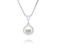 Vondra White 9-10mm AAAA Quality Freshwater 925 Sterling Silver Cultured Pearl Pendant For Women
