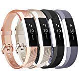 Tobfit Compatible with Alta Bands, 4 Pack, Soft TPU Classic Accessories Replacement Bands Compatible with Alta HR/Ace, Small Large (Small, Black/Champagne Gold/Rose Gold/Gray)