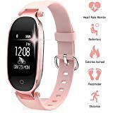 Smart Gym Bracelet, TechCode Bluetooth Waterproof Smart Sports Watch Fashion Ladies Heart Rate Monitor Fitness Tracker Girls Wristband for Android IOS iPhone X/8/7/6, Samsung S8/S9+ (Rose Gold)