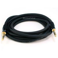 Premier Series 1/4inch (TRS or Stereo Phono) Male to Male 16AWG Cable - Gold ...