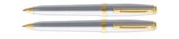 Sheaffer Prelude Brushed Chrome /GT .7mm Pen & Pencil Set - SH-342-9