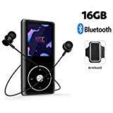 LHYP MP3 Player with Bluetooth 4.0, 16GB Portable Lossless Music Player with FM Radio Voice Record, Audio Player Support Up to 128GB with Earphones & Armband