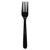 Heavyweight Cutlery, Forks, 7, Polypropylene, Black, 1000/Carton (9 Cartons)