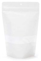 White Rice Paper Stand Up Zipper Pouch | 100 Count | Size: 5 7/8" x 3 1/2" x 9 1/8" | Heat Sealable, Compostable Food Storage, Hanging Gift Bags for Birthdays, Coffee, Candy, Snacks | ZBGR7WH﻿