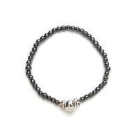 Silver and Black Magnetic Stretch Bracelet (7.5)
