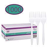 Disposable Plastic Forks in Bulk, White (Case of 1000) by Plastic Palace