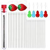 40 PCS Beading Needles, Seed Beads Needles Extra Fine Thin Beading Embroidery Needles Long Straight Beading Thread Needles for Bracelets Jewelry Making with Needle Threaders and Sewing Pin Cushion