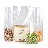 Clear Plastic Food Storage Cellophane Cello Gift Wrap Bag with Ties ,Size L 5.5,W 3,H 10.6 Inch,100 Count,Square Bottom