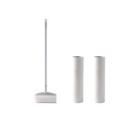 Clothing Sticky hair roller Sticky Roller, Oblique Tearing Floor Sticky Brush Household Long Handle Dust Hair Carpet Cleaner Sticky paper (color : 1 handle+2 rolls of paper)