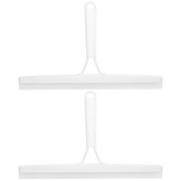 mDesign Metal Bathroom Shower Squeegee For Shower Door, Windows, Mirrors - Includes Suction Cup Hanging Hook - 2 Pack - White