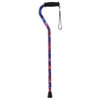 Aluminum Adjustable Offset Cane, Maui Flowers, 30" - 39" Height Adjustment