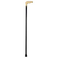 Walking Cane - Men's antique ivory horse head with bridal, constructed of high impact durable plastic with brass collar on black wood shaft, 36" long with rubber tip.