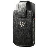 Holster Leather Swivel Holster for Rim BlackBerry Q10 - Retail Packaging - Black