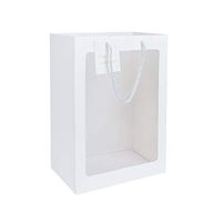 Sdoot White Gift Bags, 10 Pcs Tote Paper Bags with Transparent Window, 9.8 x 5.9 x 13.8’’ Flower Bouquet Paper Gift Bags with Handles, Wedding Party Bags