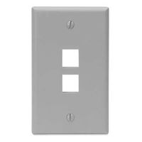 Leviton 41080-2GP Wallplate, Quickport, Box Mount, 2-Port, 1-Gang, Gray