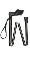 Shorter Black Adjustable Folding and Adjustable Anatomical Handled Walking Cane