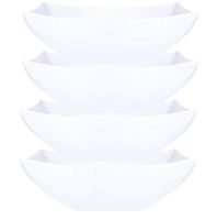 Plasticpro Disposable 128 ounce Square Serving Bowls, Party Snack or Salad Bowl, Extra Large Plastic Elegant White Pack of 4
