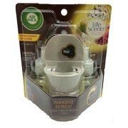 Air Wick Scented Oil 2pk Refill + Warmer Life Scents Paradise Retreat (Coconut/Almond Blossom/Cherry)2