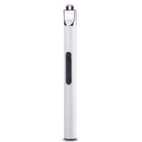 Candle Lighter Electric Arc Lighter Rechargeable USB Lighter Flameless Grill Lighter Long for Candle BBQ Camping Cooking (White)