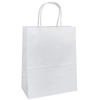 8"x4.75"x10" - 100 Pcs White Kraft Paper Bags, Shopping, Merchandise, Party, Gift Bags, Flexicore Packaging