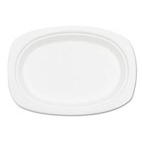 NatureHouse Compostable Sugarcane Bagasse, Plates, Oval, White, 500 Per Case