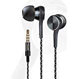 Earphones,in Ear Music Appreciation Headphones with Mic and Volume Control Bass Earbuds for Sports, Sweatproof, Noise Isolating, for iPhone, iPod, iPad, MP3/MP4, Samsung, Tablet (TRUEAUDIO) (Black)