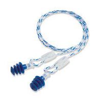 Howard Leight by Honeywell Multiple Use Clarity 4-Flange Molded TPE (Thermoplastic Elastomer) Multi-Material Woven Corded Earplugs with Nylon Cord 10 Pair/Box