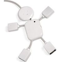 White Four Port High Speed USB 2.0 / USB 1.1 'Smiley' Hub Man for Use with Desktops / Laptops / Notebooks / Netbook / Imac / Macbook