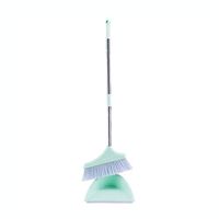Broom Dustpan Suit Broom Set Combination Household Soft Hair Scraping Ground Scraping Bathroom Sweeping Broom Shovel Adjustable Pole (Green)