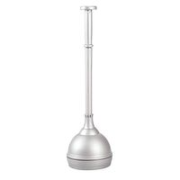 mDesign Plastic Bathroom Toilet Bowl Plunger Set with Lift & Lock Cover, Compact Discreet Freestanding Storage Caddy with Base, Sleek Modern Design - Heavy Duty - Silver
