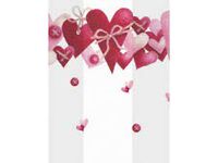 100 Ct Pink Made with Love Hearts 4x2x9 Inch Medium Cello Cellophane Treat Food Snack Bags BEND-1012