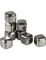 Tuscani 8 Stainless Steel Reusable Ice Cubes with Tongs