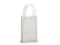 Pack Of 25, Rose Size 5 x 3 x 8" Solid Clear Frosted Plastic 3 Mil Shopping Bags W/6 Mil Handle