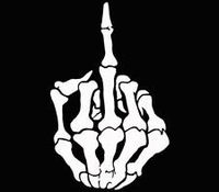 Skeleton Middle Finger Vinyl Decal Sticker | Cars Trucks Vans Walls Laptops Cups | White | 5.5 inches | KCD1522