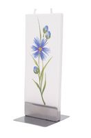 Blue Knapweed Hand Made & Painted Wax Flat Candle with Candle Holder from Europe, Floral