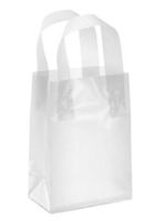Frosted Plastic Shopper Gift Bags with Handle (5"x3"x7") (Clear, 25)