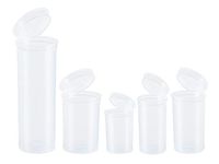DRAM 5 Pack Squeezetops® Medicine Bottle RX Wellness Containers 08,13, 19, 30, 60 Drams (Clear - Transparent)