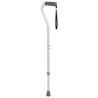 Carex Aluminum Offset Cane with Soft Cushioned Handle - Adjustable Walking Cane for Men and Women - Silver Color