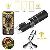 Wireless Digital Microscope,Gruper WiFi Handheld Microscope with 2MP Camera 1080P HD Video Recorder,50x to 1000x Magnification,8 LED Lights Kids Microscope for iPhone/iPad/Android Phone(Black)
