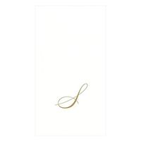 Caspari White Pearl & Gold Paper Linen Guest Towel Napkins in Letter S - Pack of 24