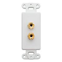 CableWholesale Decora Wall Plate Insert, White, 2 Banana Plug Binding Posts