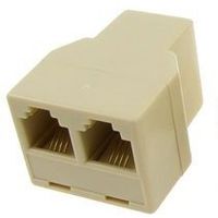 Telephone Splitter Adapter 1 Female to 2 Female RJ-11 Ivory. The SplitterF. Use with Any Standard RJ-11 Phone Cord.