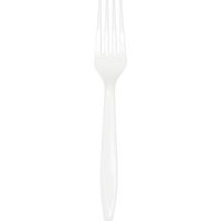 Club Pack of 288 Classic White Premium Heavy-Duty Plastic Party Forks