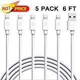 iPhone Charger, Sundix 5 Pack 6ft Lightning Cable iPhone Charging Syncing Cord Charger Cable Compatible iPhone X 8 8Plus 7 7Plus 6S 6Splus 6 6Plus SE 5 5S 5C More