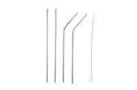 EVERYSTRAW 4 Stainless Steel Straws Bent & Straight with Cleaning Brush - 8" Length x 1/8" Wide