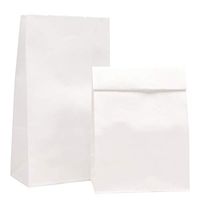 White Kraft Paper Bags, Kslong 50pcs Small Paper Bags 5.1x3.1x9.4” Lunch Bag Grocery Bread Bag Snack Bag Candy Popcorn Bag Treat Bags Party Favor Gift Bag(White 4)