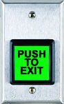 Model H-PB4SQPG Square Green Illuminated Push to Exit Button