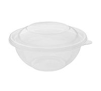 B-KIND Bundle of Clear Round PET Plastic Salad Bowls with Lids - Pack of 50 (32oz)