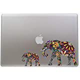 Colorful Flower Elephant - 5 Inch - Apple Macbook Laptop Decal / Sticker with Free 3 inch Colorful Flower Elephant Sticker / Decal